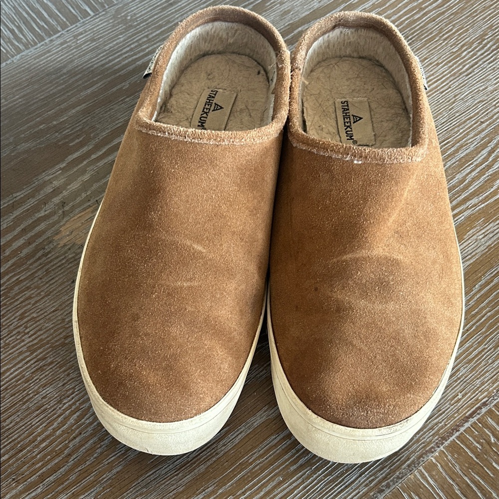 Staheekum Tan Suede Slip-On Shoes